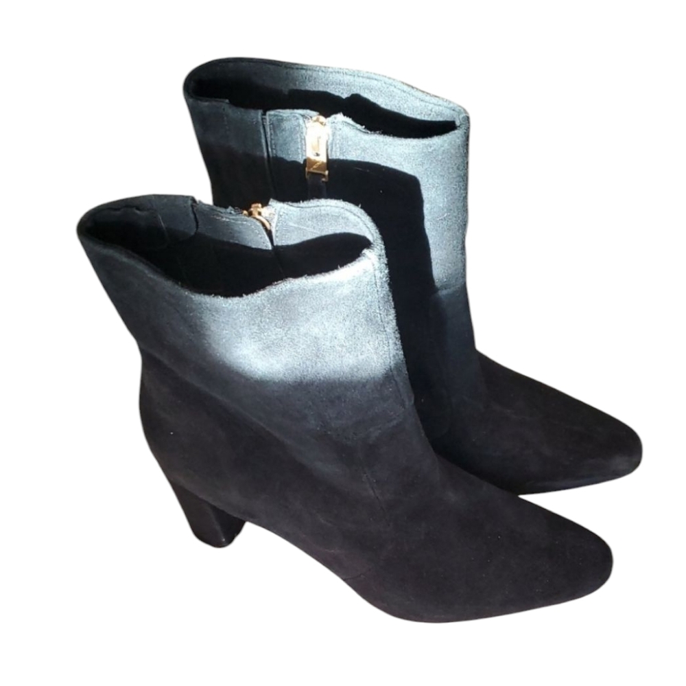 Brian Atwood Black Ankle Booties with Suede Finish - Picture 2 of 12